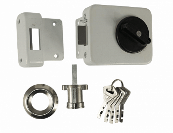 Замок накладной BASARA ЗН-40 MWP (Белый, с автоматическим закрыванием)