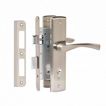 Замок врезной VETTORE 7255-2 SN в комплекте с ручкой (Сатин)