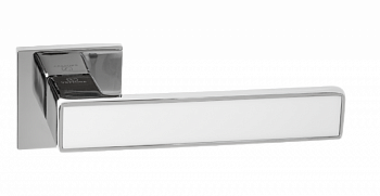 Ручка цинковая на тонком квадратном основании ABRISS R50.120 CP/WH (Хром/Белая вставка)